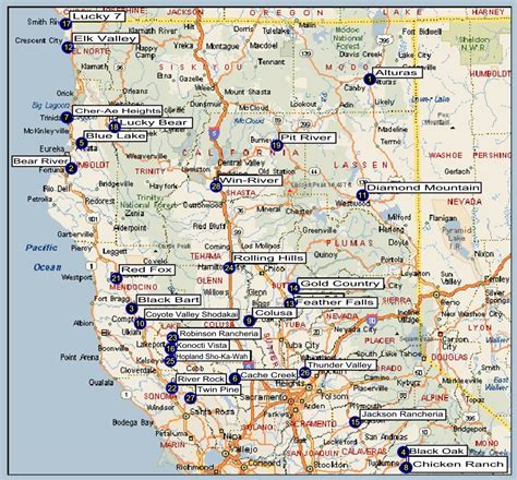 Indian casino na califórnia mapa